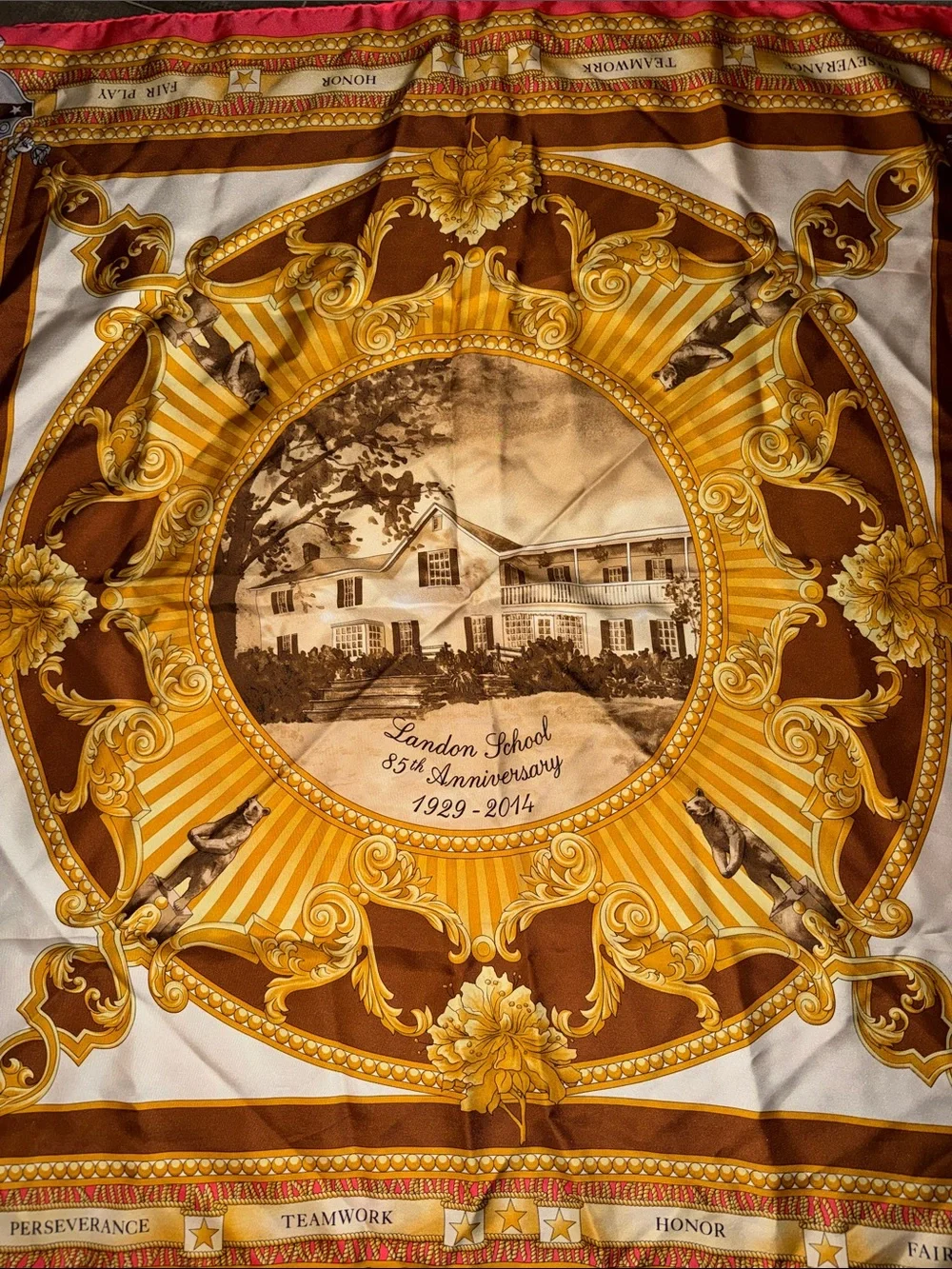 Landon School 85th Anniversary Commemorative Silk Scarf (1929–2014) 100% Silk